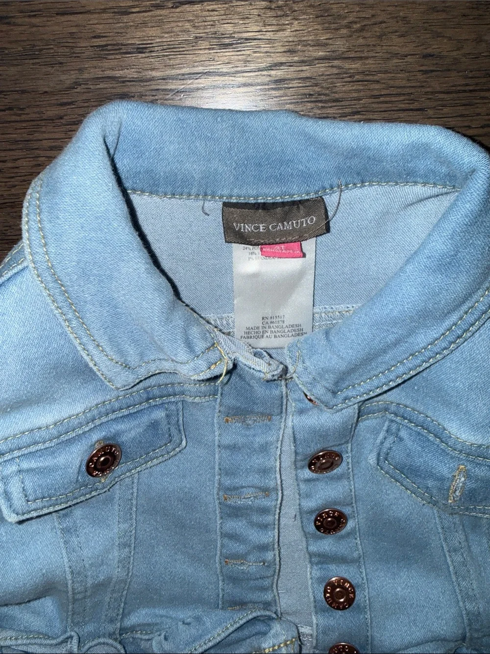 Vince Camuto Light Blue Ruffle-Trim Denim Jacket for Girls 3T